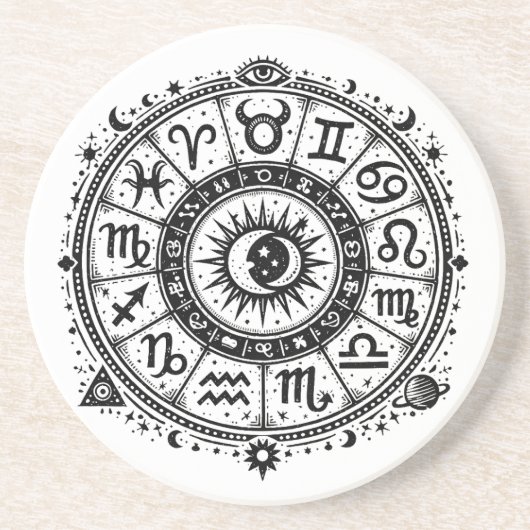 Dessous De Verre En Grès Zodiac Arcana — Les Douze Signes par BurnsInHell (Devant)