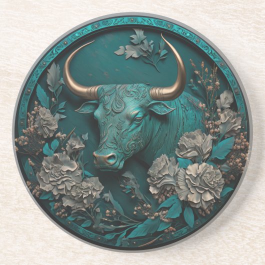 Dessous De Verre En Grès Zodiac Taurus Metal Art (Devant)