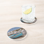 Dessous De Verre En Grès Zone portuaire avec bateaux de pêche grecs (Côté)