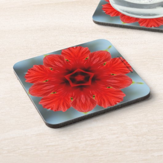 Dessous de verre en liège Fleur Rouge (Côté gauche)