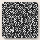 Dessous de verre en liège noir et blanc Damas (Devant)