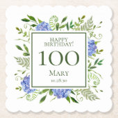 Dessous-de-verre En Papier 100e anniversaire Blue Hydrangeas (Devant)