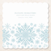 Dessous-de-verre En Papier 100e fête d'anniversaire Blue White Snowflake Cust (Devant)
