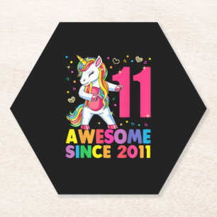 Dessous-de-verre En Papier 11 Ans Unicorne Flossing 11e Anniversaire Girl U