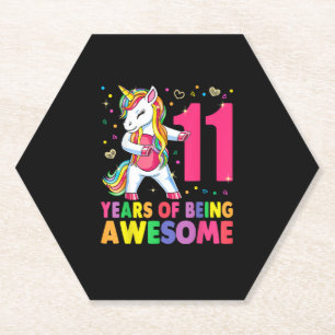 Dessous-de-verre En Papier 11 Ans Unicorne Flossing 11e Anniversaire Girl U