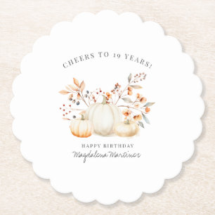Dessous-de-verre En Papier 19e anniversaire Blanc Citrouille automne Leaves p