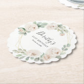 Dessous-de-verre En Papier 21e fête d'anniversaire Rose blanche Floral Custom (Incliné)