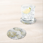 Dessous-de-verre En Papier 25e anniversaire éditable Rose d'argent (En situation)