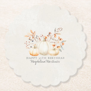 Dessous-de-verre En Papier 35e anniversaire blanc Citrouille automne Leaves p