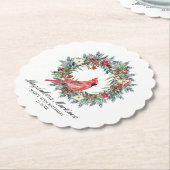 Dessous-de-verre En Papier 45th Birthday Party Red Cardinal Wreath Custom (Incliné)