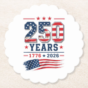 Dessous-de-verre En Papier 4 juillet Drapeau américain patriotique 250e anniv