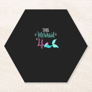 Dessous-de-verre En Papier 4Anniversaire Chemise Mermaid Fille Party mignonne