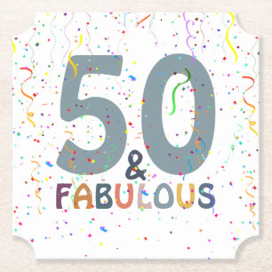 Dessous-de-verre En Papier 50 & Fabuleux Joli Confetti Bleu Typographie Tenda