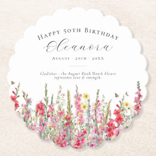 Dessous-de-verre En Papier 50e anniversaire Août Fleur de naissance personnal