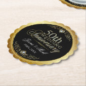 Dessous-de-verre En Papier 50e mariage d'or typographie moderne (Incliné)