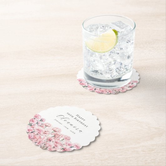 Dessous-de-verre En Papier 50th Birthday Pink Carnation January Birth Flower (En situation)