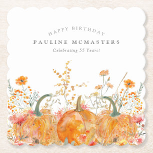 Dessous-de-verre En Papier 55e anniversaire Citrouille Fleur sauvage personna