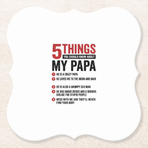 Dessous-de-verre En Papier 5 choses à propos de mon papa drôle vintage concep