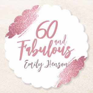 Dessous-de-verre En Papier 60 ans et Fabuleux Paillettes Roses 60e Anniversai