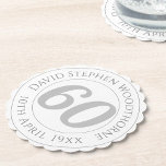 Dessous-de-verre En Papier 60e anniversaire commémoratif<br><div class="desc">Dessous de verre commémoratif de fête d'anniversaire avec le nom de la personne et la date de son anniversaire. Un dessous de verre papier pour quelqu'un qui a 60 ans</div>