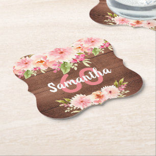 Dessous-de-verre En Papier 60e anniversaire coral dahlia fleurs marron