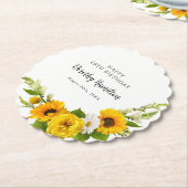 Dessous-de-verre En Papier 60e fête d'anniversaire Sunflower Daisy Custom (Incliné)