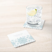 Dessous-de-verre En Papier 65e fête d'anniversaire Blue White Snowflake Custo (En situation)