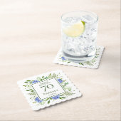 Dessous-de-verre En Papier 70e anniversaire Blue Hydrangeas (En situation)