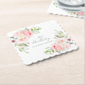 Dessous-de-verre En Papier 70e anniversaire fête rose florale Custom (Incliné)
