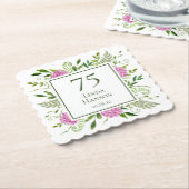 Dessous-de-verre En Papier 75e anniversaire Hydrangeas roses (Incliné)