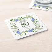 Dessous-de-verre En Papier 80e anniversaire Blue Hydrangeas (Incliné)