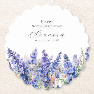 Dessous-de-verre En Papier 80e anniversaire Juillet Fleur de naissance Larksp