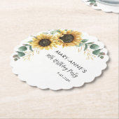 Dessous-de-verre En Papier 80e fête d'anniversaire tournesol floral Script (Incliné)