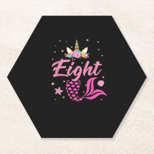 Dessous-de-verre En Papier 8e anniversaire fille Unicorn Chemise Mermaid Queu