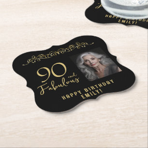 Dessous-de-verre En Papier 90 et fabuleux ornement d'or 90e anniversaire Phot