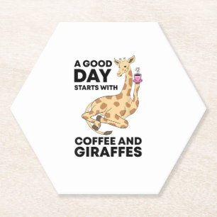 Dessous-de-verre En Papier A Good Day Starts With Coffee & Giraffe Gift Funny