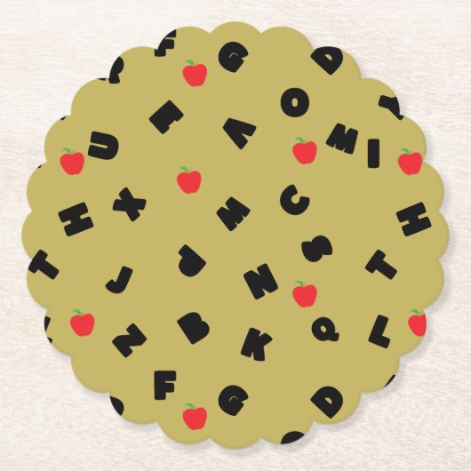 Dessous-de-verre En Papier ABC Lettre XYZ pomme enfant étudiant Retour 2 écol (Devant)