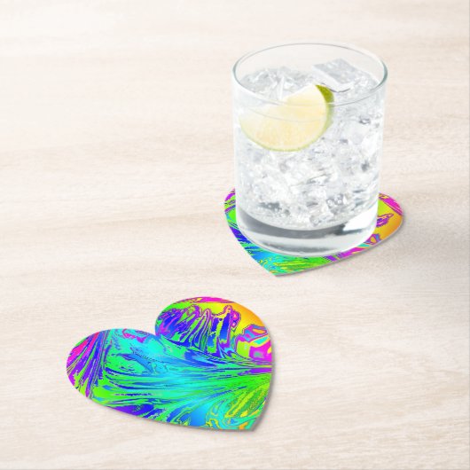 Dessous-de-verre En Papier Abstrait Splashing Rainbow Liquid (En situation)