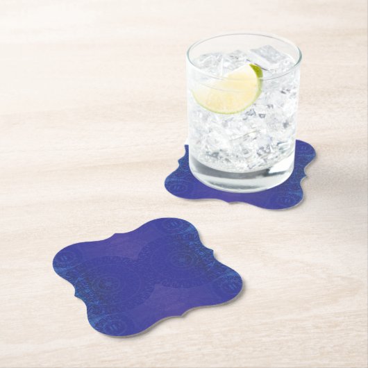 Dessous-de-verre En Papier Acceptation | Médaillons de violet violet bleu Ind (En situation)