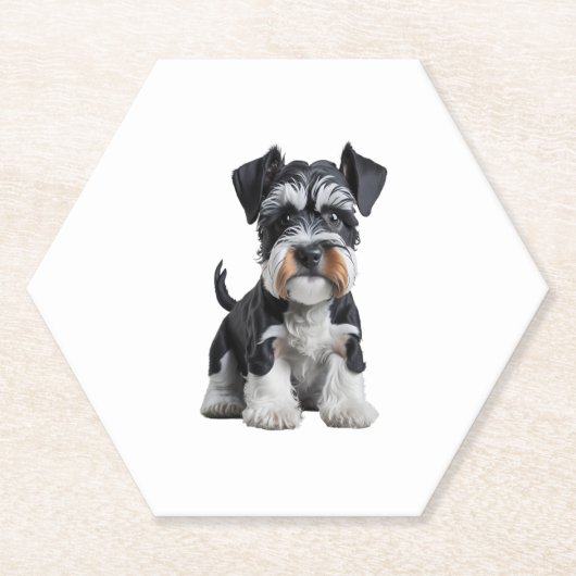 Dessous-de-verre En Papier Adorable HD miniature Schnauzer Portrait de chiot (Devant)