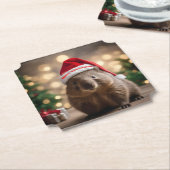 Dessous-de-verre En Papier adorable Noël Wombat, (Incliné)
