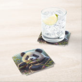 Dessous-de-verre En Papier Adorable Ours De Panda Mangeant Bambou (En situation)
