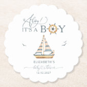 Dessous-de-verre En Papier Ahoy C'est un Boy Nautical Sailboat (Devant)