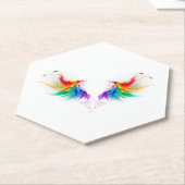 Dessous-de-verre En Papier Ailes fluffy arc-en-ciel (Incliné)