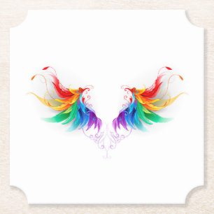 Dessous-de-verre En Papier Ailes fluffy arc-en-ciel