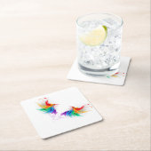 Dessous-de-verre En Papier Ailes fluffy arc-en-ciel (En situation)