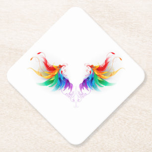 Dessous-de-verre En Papier Ailes fluffy arc-en-ciel