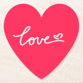 Dessous-de-verre En Papier Aimer texte blanc sur rose (Devant)