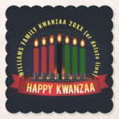 Dessous-de-verre En Papier Ajouter un nom Année Kwanzaa Bougies (Devant)