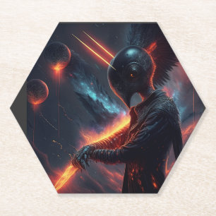 Dessous-de-verre En Papier Alien manipulant le faisceau d'incendie